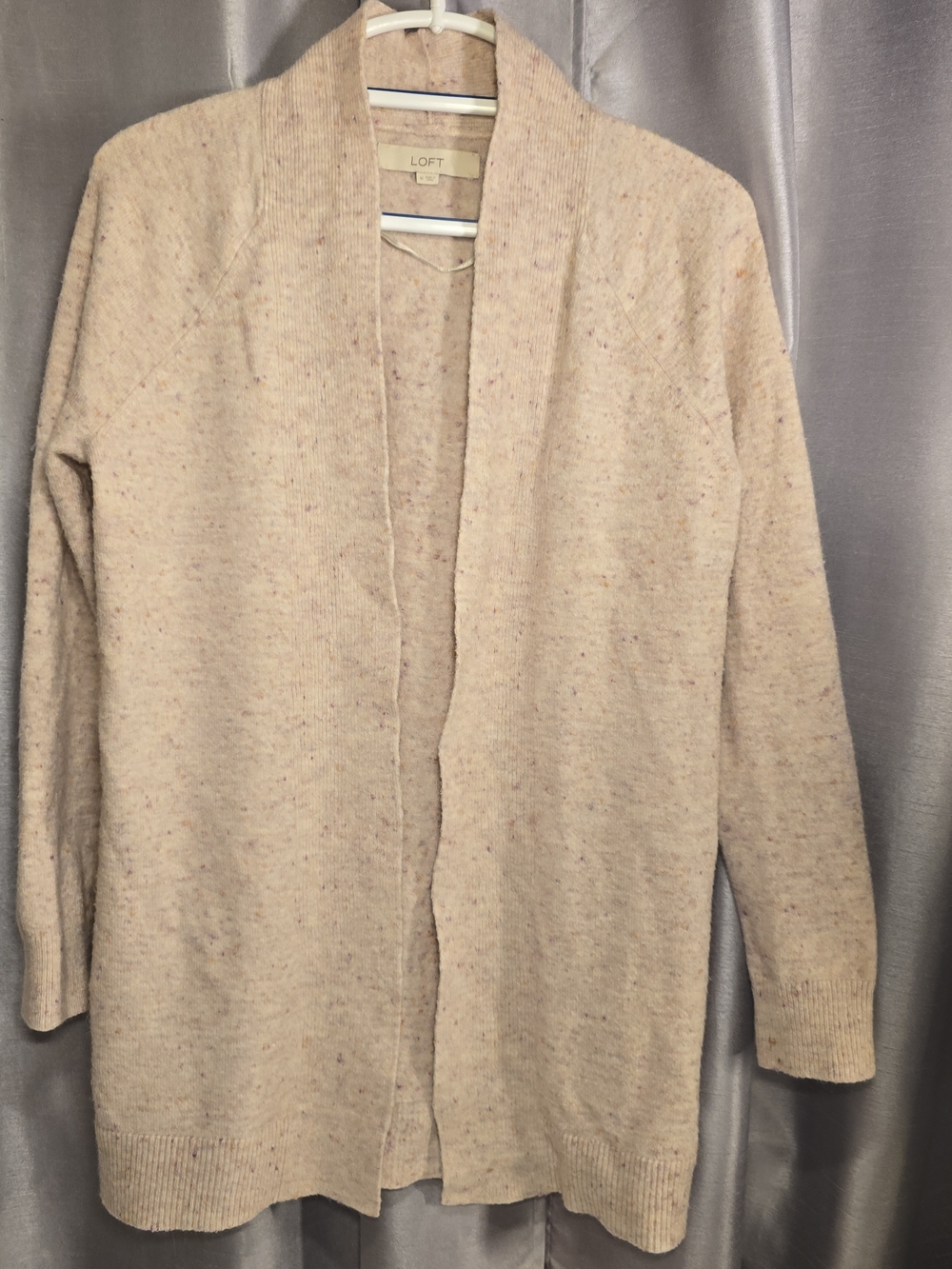 LOFT Sandstone Cream Open-Front Knit Cardigan